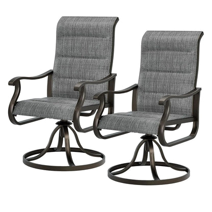 Patio Swivel Chairs Set of 2, Outdoor Dining Chairs High Back with Padded All Weather Breathable Textilene, Customized