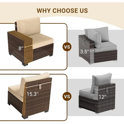 7 PCS Outdoor Sectional Conversation Set with 44