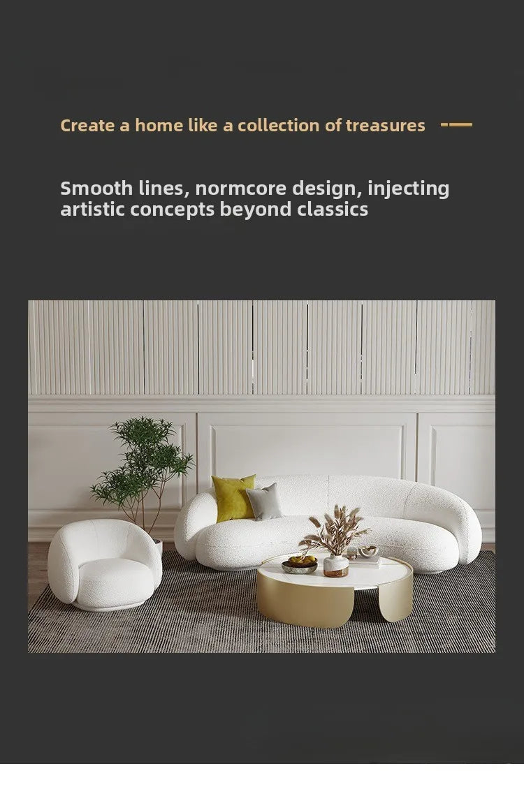Nordic light luxury living room sofa coffee table combination beauty salon clothing store reception sofa chair small snail sofa