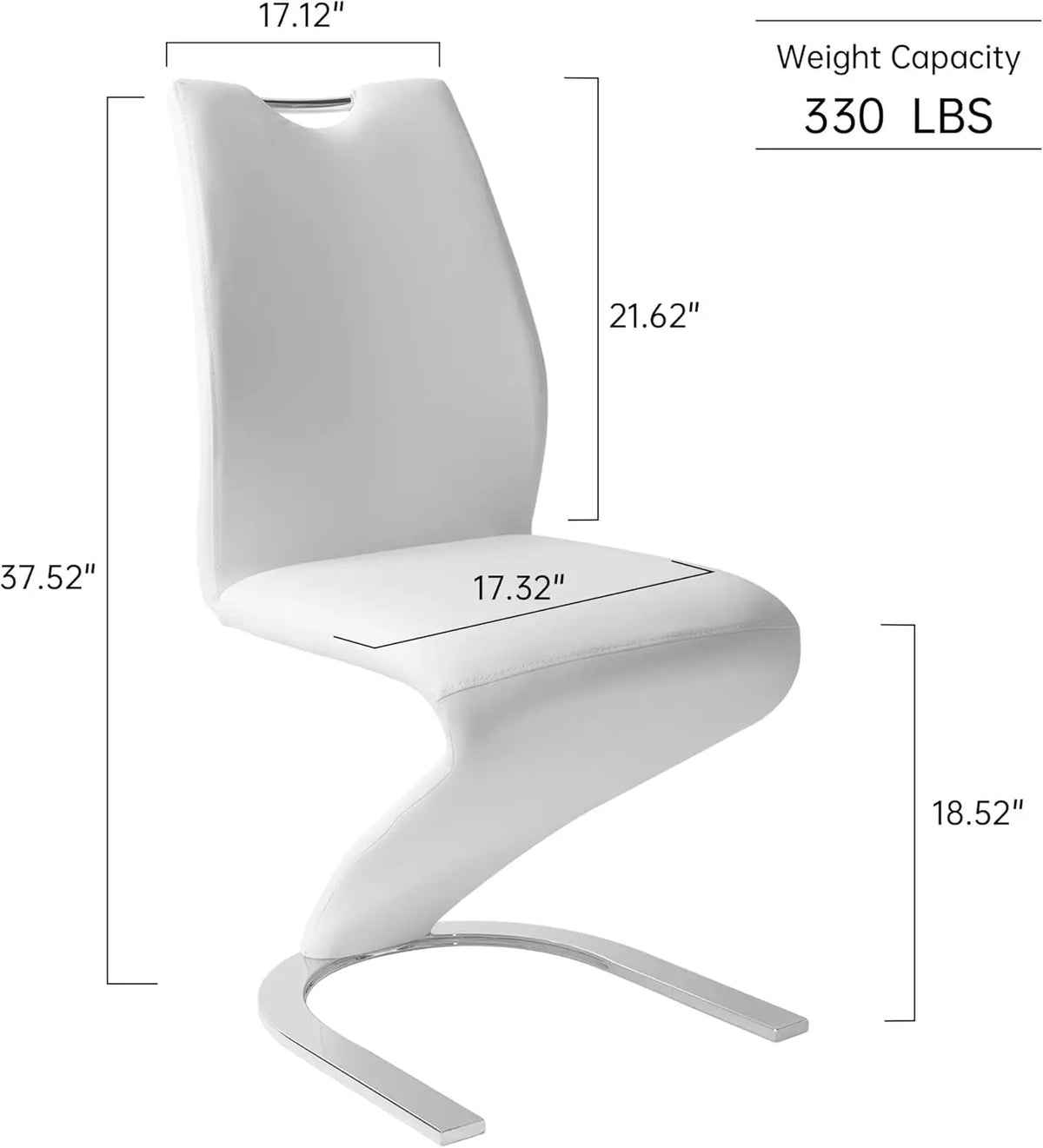 Modern PU Leather Dining Chairs Set of 2, Armless Upholstered Side Chairs with Sturdy Metal Legs for Kitchen & Living Room