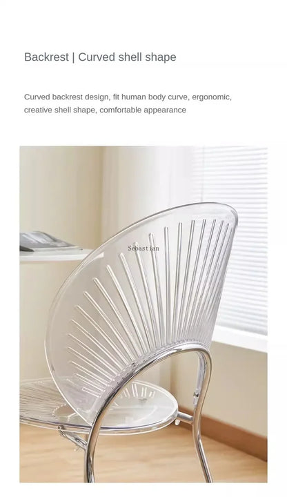 Nordic Dining Chair,home Leisure Transparent Dining Table Chair,minimalist Homestay Chair,hotel Shell Chairs, Sun Backed Chairs