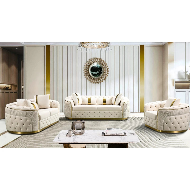 High-end custom luxury villa 3 2 1 seat sofa set furniture living room modular Italian modern design fabric combination sofa