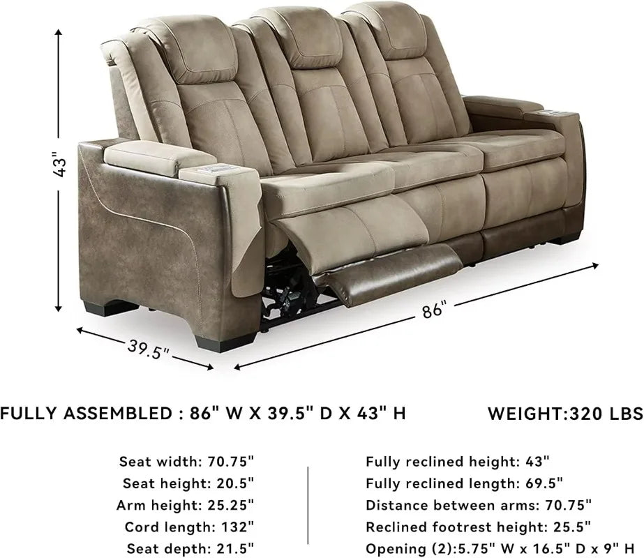 Electric Tilt Extensible Sofa Wireless USB Charging Zero Gravity, Electric Sofa with Storage and Bottom Blu-ray