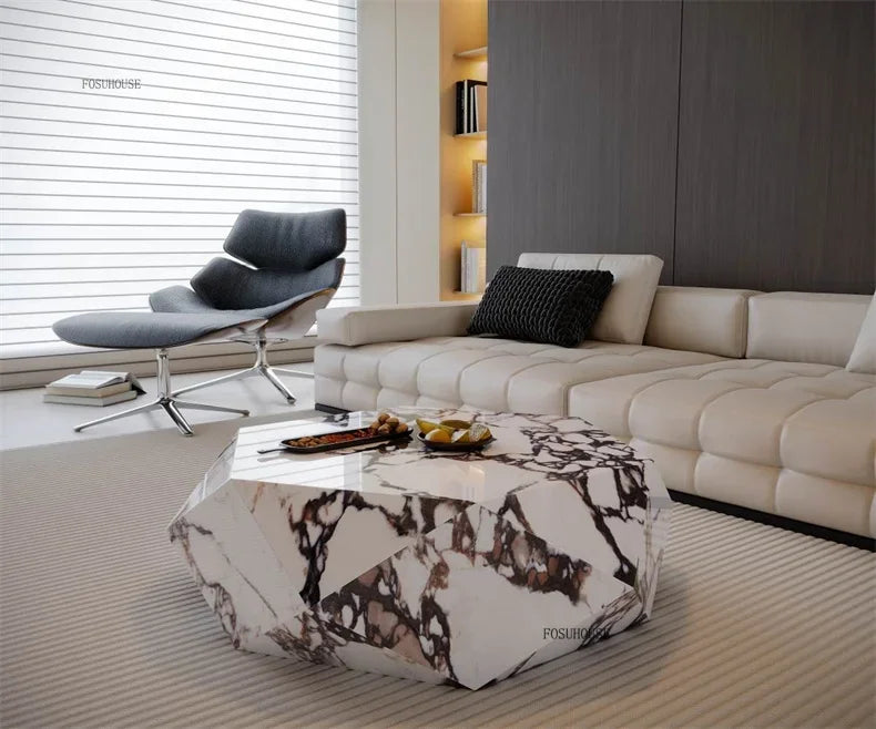 Luxury Rock Board Coffee Tables Villa Living Room Tea Table for Living Room Furniture High-grade Luxurious Side Table