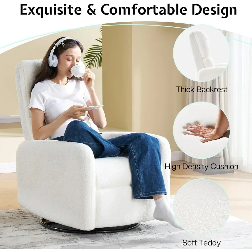Swivel Glider Rocking Recliner Chair for Adults, Comfortable Upholstered Sofa Armchair