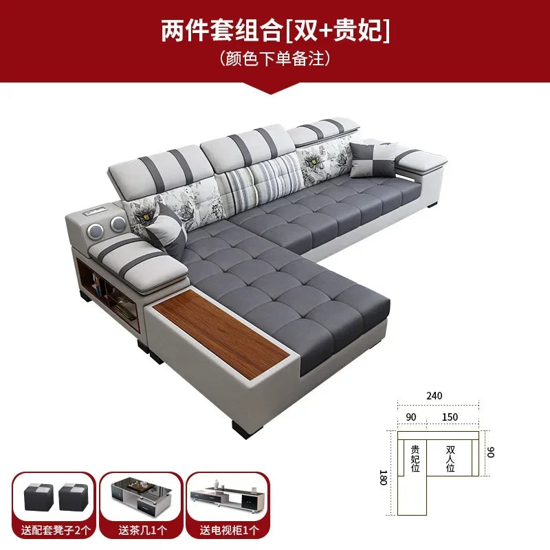 Luxury Technology Cloth Sofa Living Room Furniture Modern Cloakroom Bedroom Sofa Combination Nordic Apartment Sofa Set