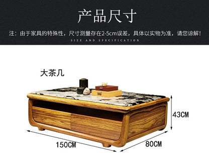 High-end ebony TV cabinet stone floor cabinet coffee table sofa combination