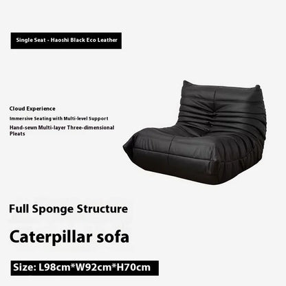 Caterpillar Floor Sofa Lazy Chair Single Seat High Density Foam Recliner Modern Lounge Couch for Bedroom Living Room Balcony