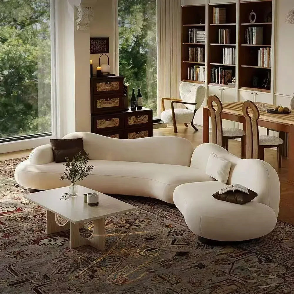 Italian minimalist sea salt sofa living room large flat layer fabric simple modern special-shaped sofa