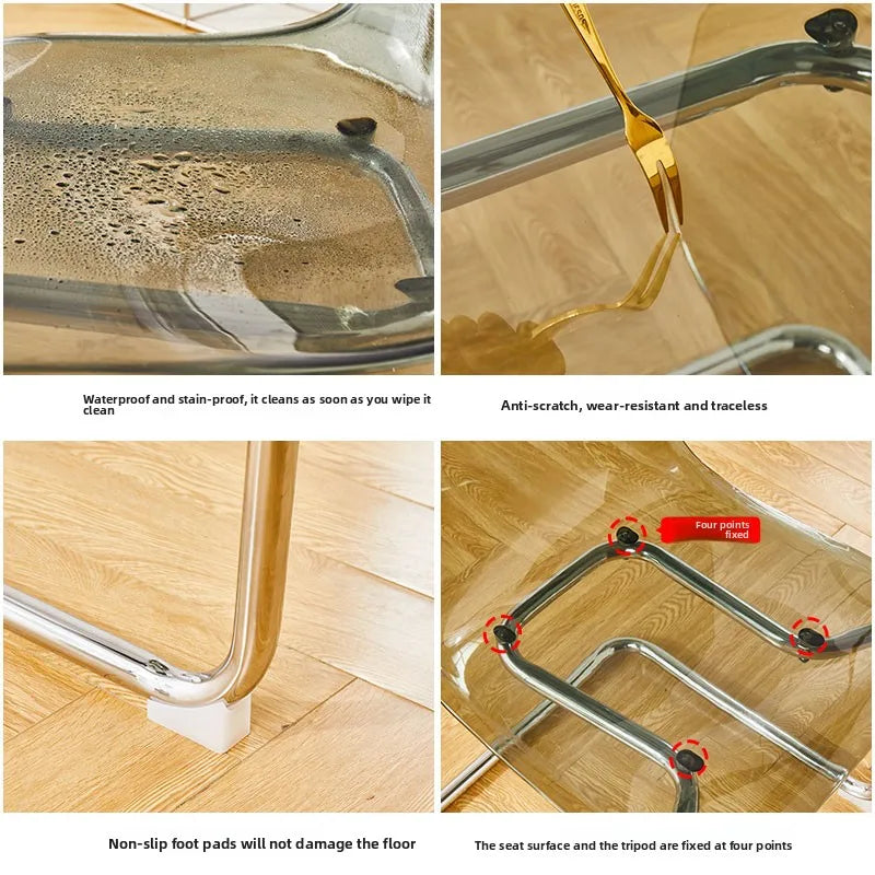 Nordic Reinforced Transparent Chair  Designer Acrylic Backrest Dining Chair Modern Toss Stool  Minimalist Dining Room Chair