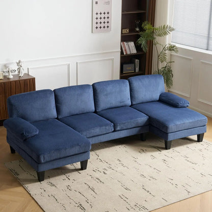 Living Room Sectional Sofa, U Shaped Sofa with Double Chaise Longue