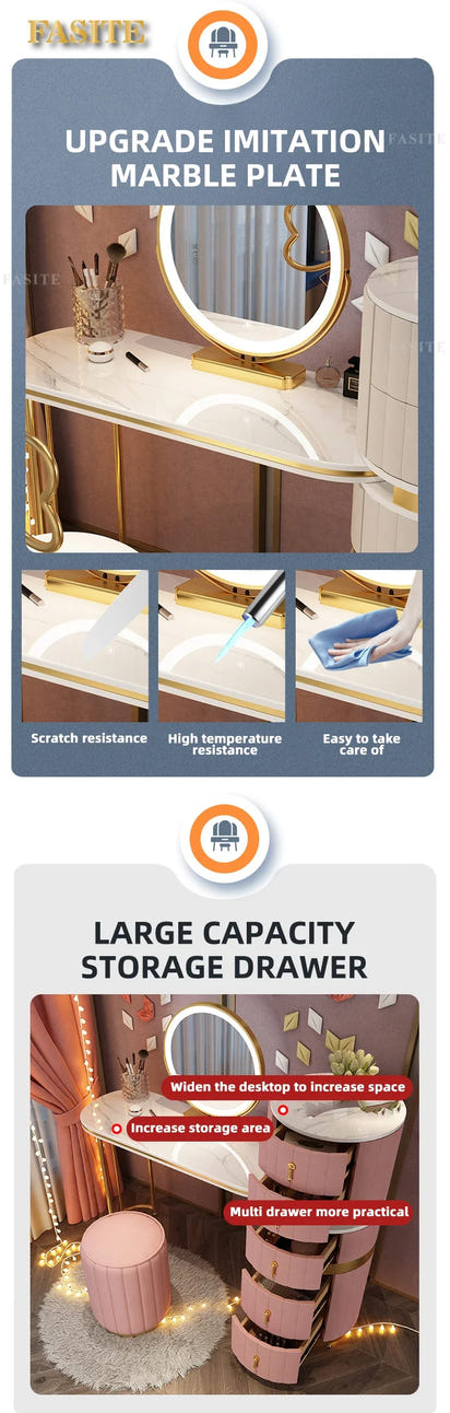 Bedroom Italian Light Luxury Dressing Table Wind Storage Cabinet One Small Apartment Makeup Dresser