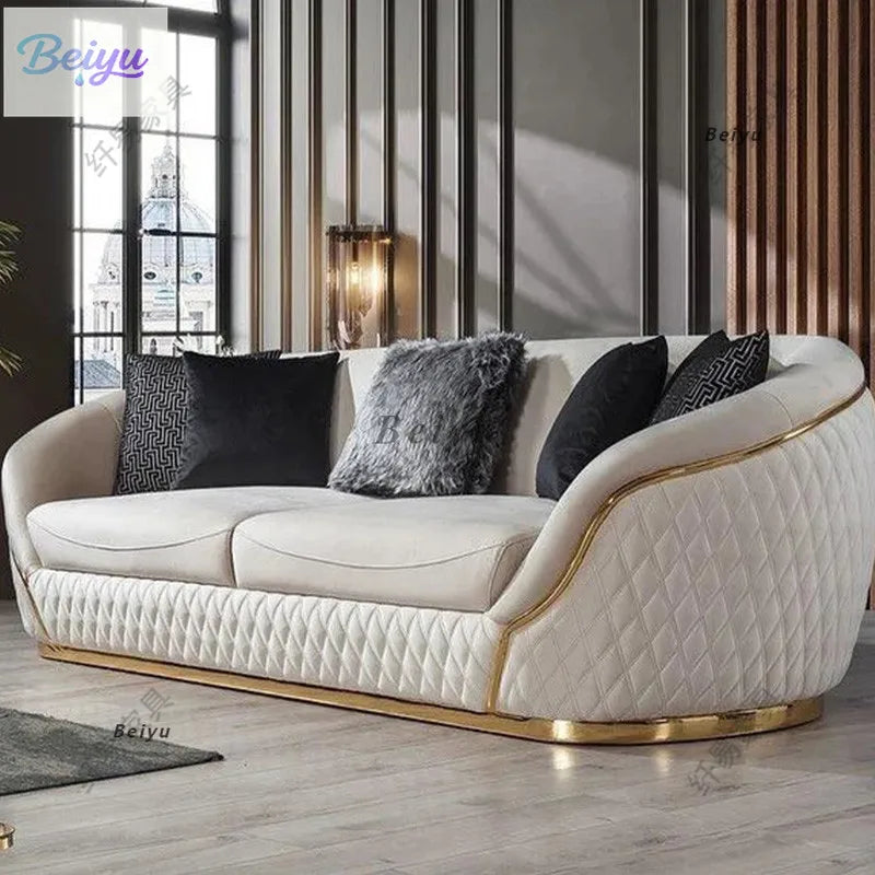European velvet sofa modern simple size apartment living room Italian light luxury leather straight-row sofa combination