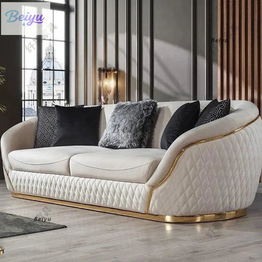 European velvet sofa modern simple size apartment living room Italian light luxury leather straight-row sofa combination