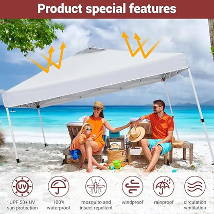Easy Pop-Up Canopy, Outdoor Screen Tent with Mesh Mosquito Netting Side Walls, Pop Up Tent, Waterproof for Camping Party Yard