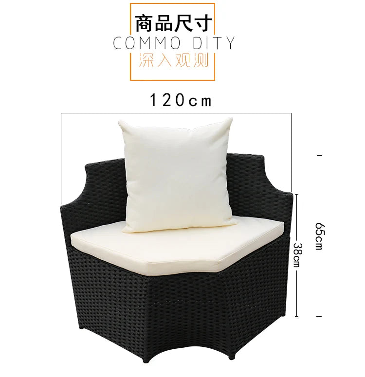 Outdoor leisure courtyard rattan chair five-piece combination outdoor villa open-air balcony creative storage home back chair