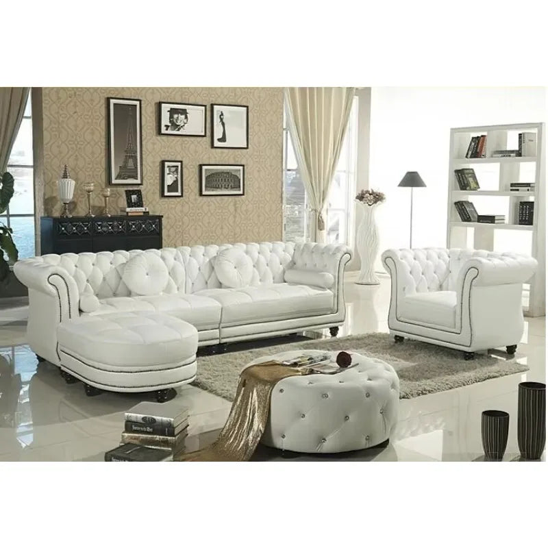 White leather sofa set furniture leather living room sofa