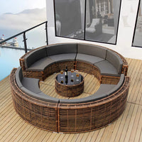 Rattan sofa combination courtyard garden leisure outdoor living room custom semi-circular arc rattan chair terrace outdoor