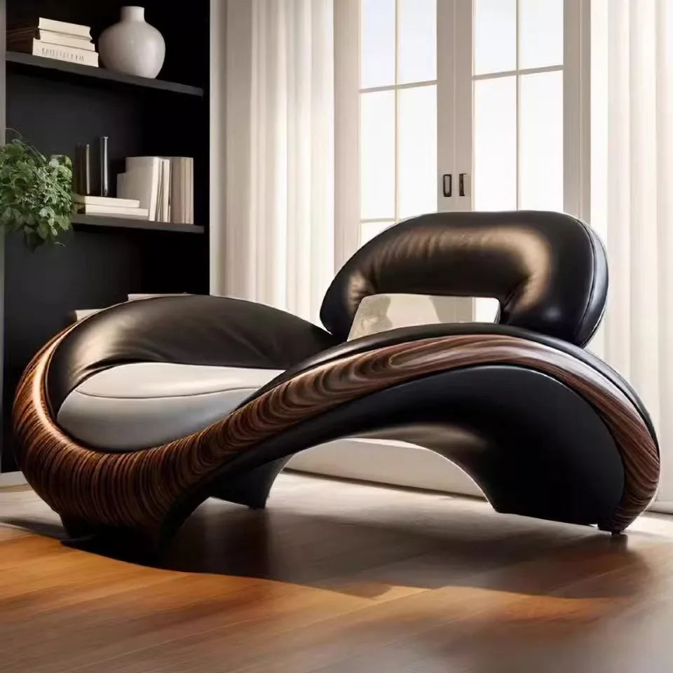 Italian sofa, modern cowhide sofa with a sense of atmosphere