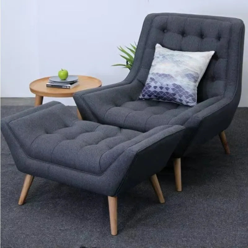 Factory Wholesale Modern Simple Minimalist Velvet comfort Fabric Leisure Reclining Lounge Wooden Living Room Chair