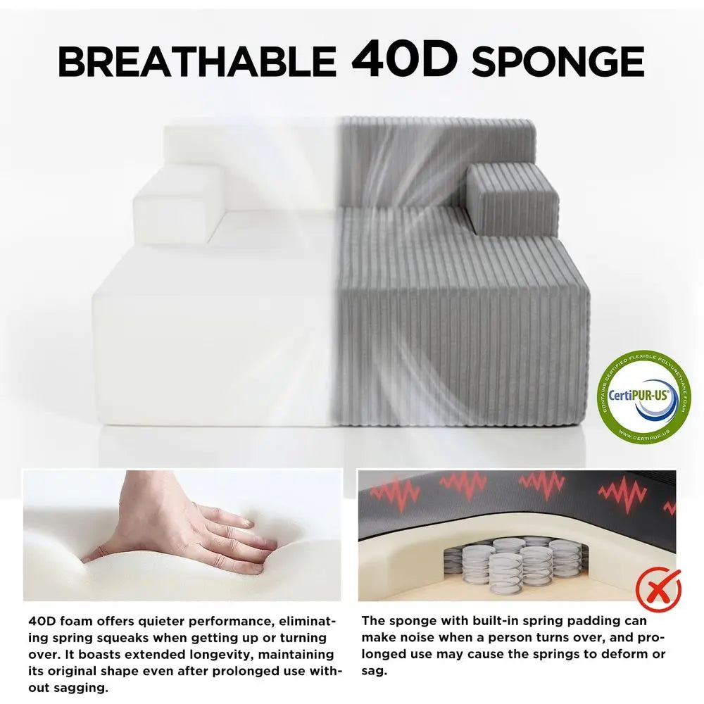 Oversized Sofa Bed with Pillows, Cozy Couch, Sleeper Reading Chair, Floor Sofa Corduroy, Urban Grey Furniture for Living Room Be