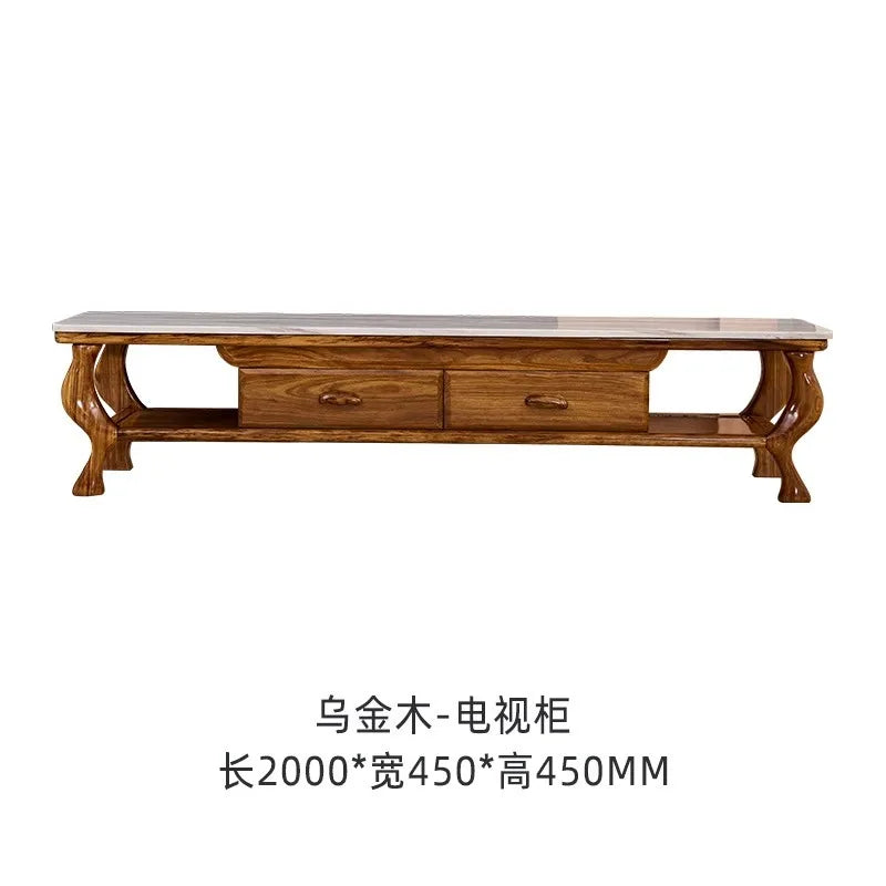 New Chinese ebony leather sofa modern simple living room large first layer yellow cowhide new solid wood combination