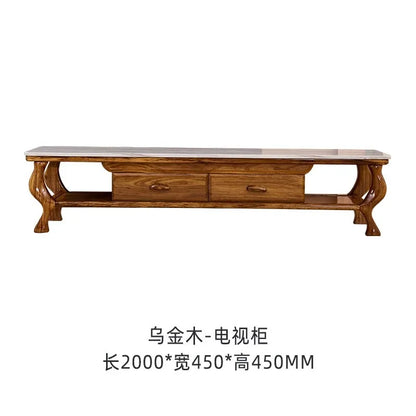 New Chinese ebony leather sofa modern simple living room large first layer yellow cowhide new solid wood combination