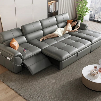 Designer Leather Sofa Living Room Ajustable Lounge Foldable Sofa Reclinable Modular Minimalist Woonkamer Banken Lounge Furniture