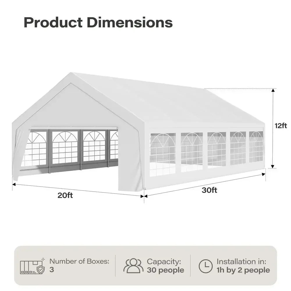 Party Tent, Heavy Duty Waterproof Canopy with Removable Sidewalls amp RollUp Door, Large White Event Shelter with Steel Frame f