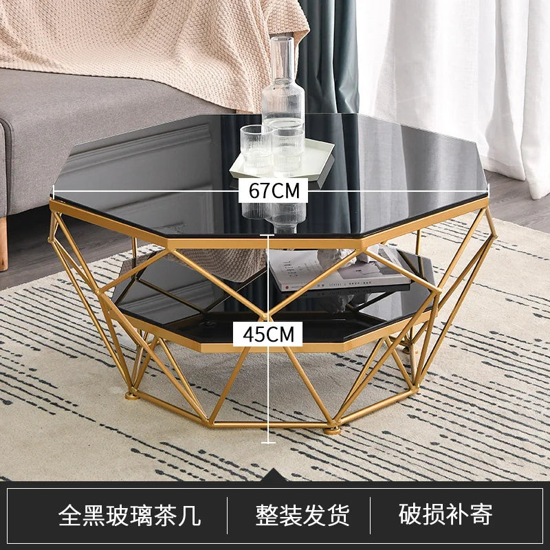 Nordic Glass Living Room Coffee Tables Light Luxury Modern Toughened Glass Bedroom Corner Table Iron Coffee Table Home Furniture