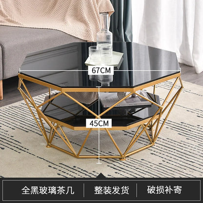 Nordic Glass Living Room Coffee Tables Light Luxury Modern Toughened Glass Bedroom Corner Table Iron Coffee Table Home Furniture