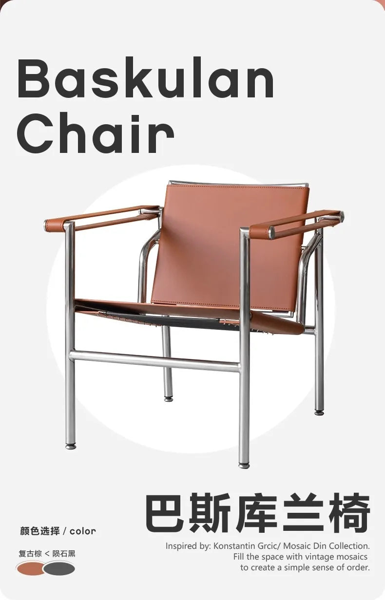 Nordic Modern Medieval Style Stainless Steel Tube Leisure Lounge Chair Designer Furniture Hotel Home Matching Coffee Shop Chair
