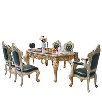 Nordic European solid wood dining table and chair combination household luxury American champagne gold dining table rectangular