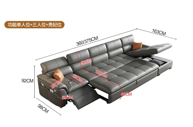 Designer Leather Sofa Living Room Ajustable Lounge Foldable Sofa Reclinable Modular Minimalist Woonkamer Banken Lounge Furniture