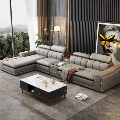 A Modern Sectional Leather Luxury Sofa Set Modular Furniture Home Multifunctional Living Room L Shape Corner Sofa