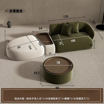 Curved Sofa Special Shaped Designer Beauty Salon Couch Lounge Area Sofa Coffee Table Set Furniture Velvet Living Room Sofas