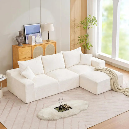 Luxury-Style 110" Modular Sectional Sofa – L-Shaped Cloud Couch with Chaise Lounge, Boneless Deep Seat Sofa for Living Room