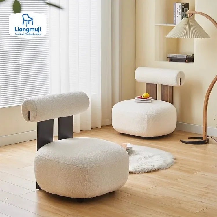 Nordic Backrest Chair Modern Solid Wood Luxury Single Sofa Balcony Tatami Lounge Chair Cloth Chair Living Room Furniture chaises