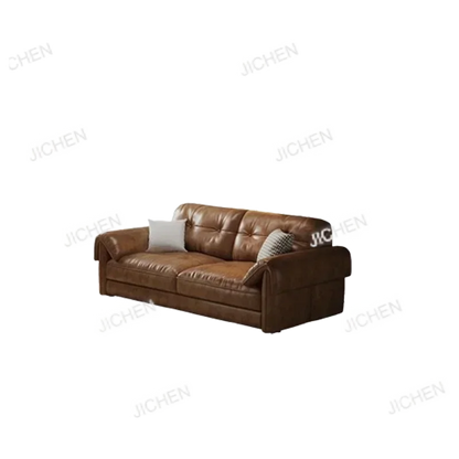 ZJCQ Minimalist Brown Sleep Sofa Faux Leather Designer Loveseat Lazy Sofa Couch Cloud Divano Da Soggiorno Living Room Furniture