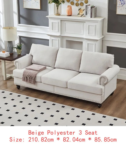 Modern Classic Design 2+3 Seater Loveseat & Sofa Leather Couch, Upholstered Imitation Cowhide Leather in Brown