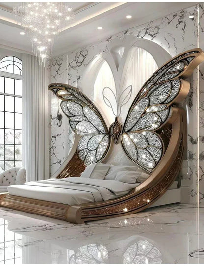 Princess  Butterfly Bed Villa Solid wood 2m bed 15 high French luxury bed bedroom custom