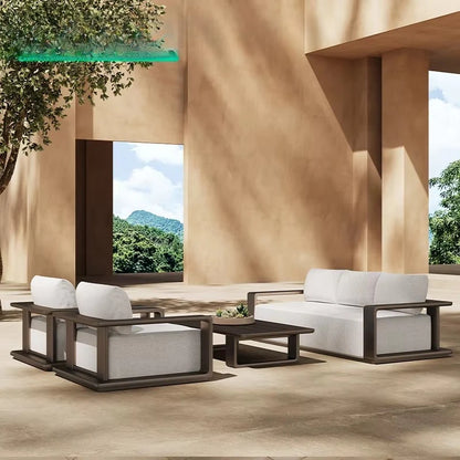 Modern Villa Hotel Garden Set Metal Aluminum Frame Fabric Waterproof Cushion Patio Furniture Outdoor Sofa Set