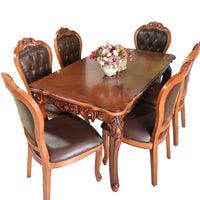 European style, solid wood dining table and chair combination, marble, rectangular dining table