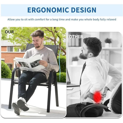 Set of 6 Stackable Outdoor Dining Chairs - All-Weather Textilene Patio Chairs with Armrests