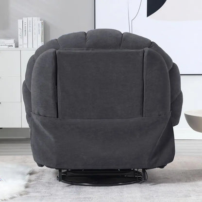 Gray Swivel Recliner Chair with Comfortable Fabric, 360-Degree Rotation, Storage, and Electric Recline for Living Room or Bedroo
