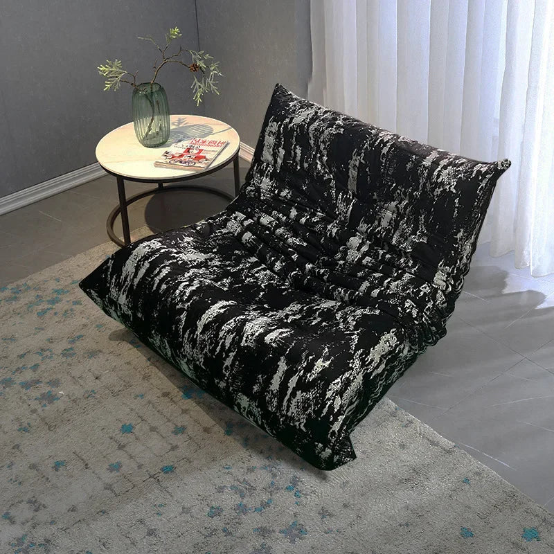 Single sofa living room bedroom lazy fabric leather leisure chair small apartment cream wind