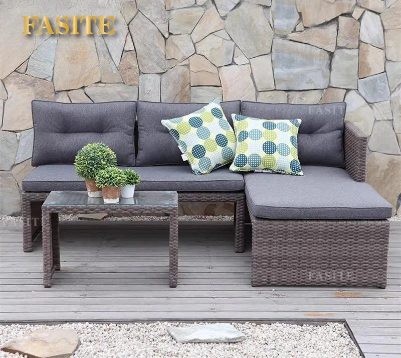 Outdoor sofa combination garden hotel terrace living room courtyard balcony leisure furniture rattan sofa rattan imitation