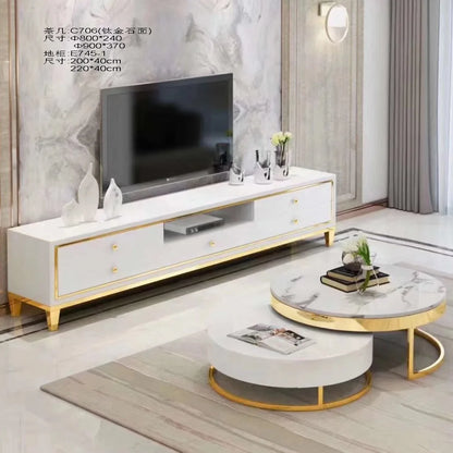 Fashion Internet celebrity marble round coffee table size apartment can be stored