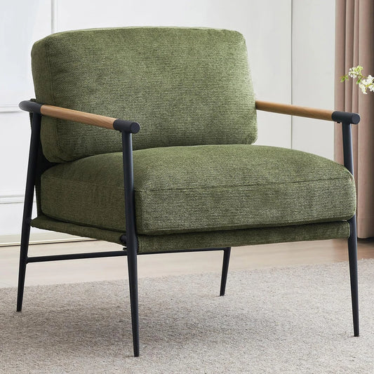 Accent Armchair Lounge Chair Chenille For Living Room Mid Century Modern Accent Chair Club Chair For Reading Room Metal Leg
