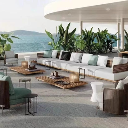 Italian Style Modern Garden Sofas Designer Simplicity Waterproof and Sunscreen Garden Sofas Luxury Outdoor Furniture Divano FYOS